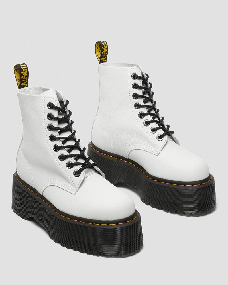 Dr Martens 1460 Pascal Max Læder Platform Støvler Dame Hvide | DK 231HAP